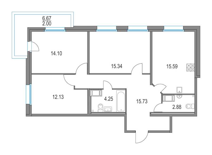 Трехкомнатная квартира в : площадь 80.02 м2 , этаж: 8 – купить в Санкт-Петербурге